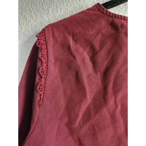Mika Rose Womens Burgundy Bell Sleeve Blouse LG - Picture 4 of 8
